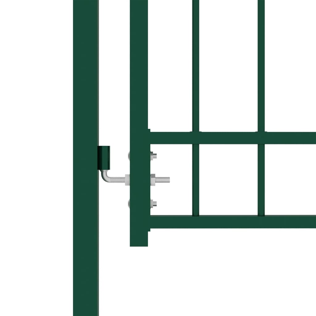 Poartă de gard cu țepușe, verde, 100x100 cm, oțel