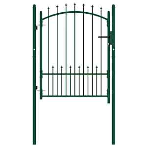 vidaXL Portail de cl&ocirc;ture EMMEN avec pointes en acier 104&nbsp;x&nbsp;109,5&nbsp;cm vert