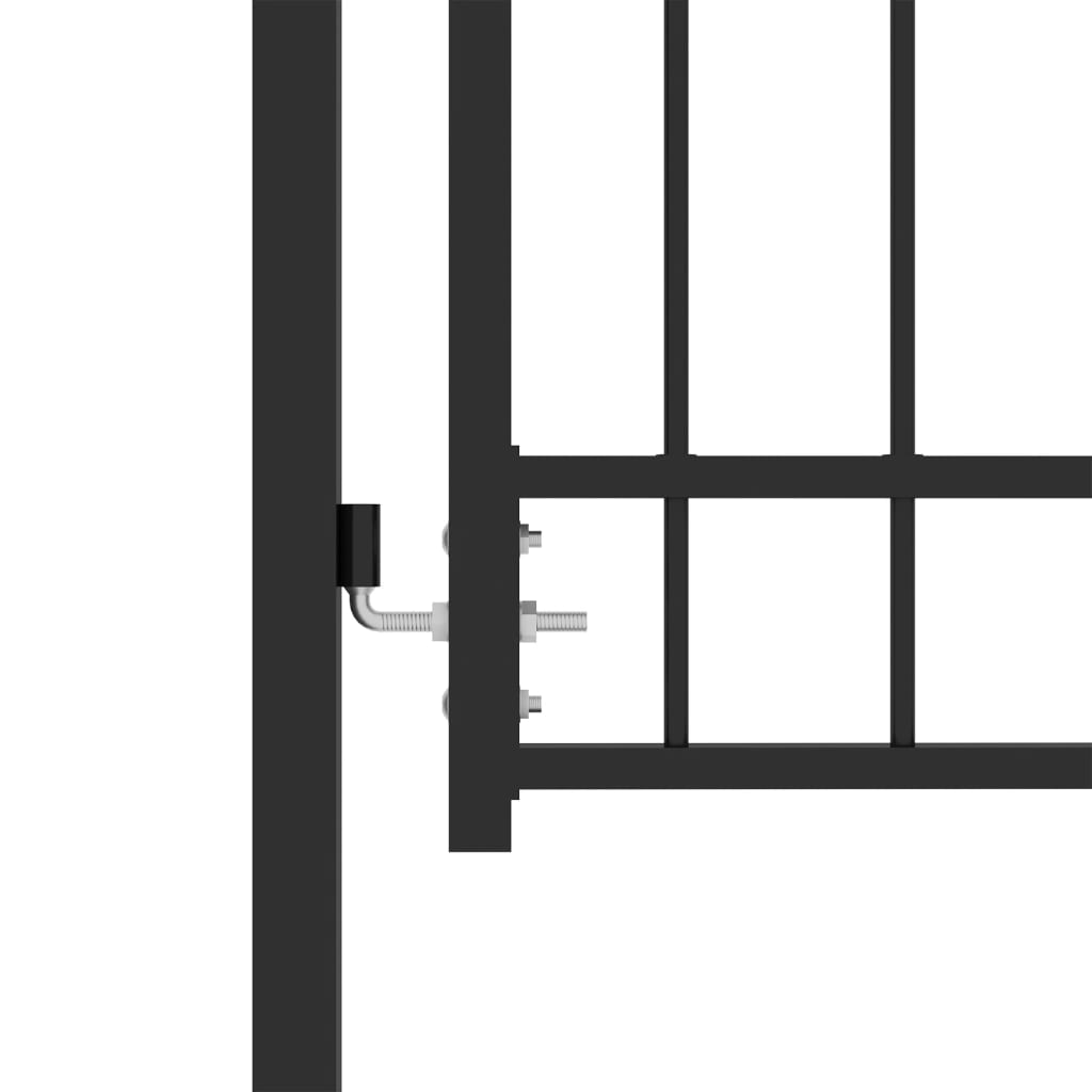Poartă de gard cu țepușe, negru, 100x100 cm, oțel