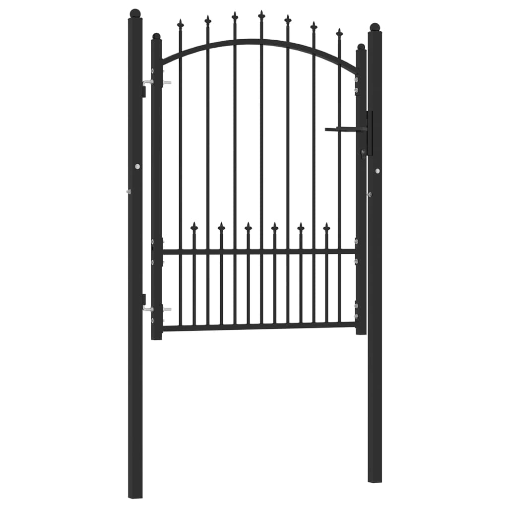 vidaXL Оградна врата с шипове, стомана, 100x125 см, черна