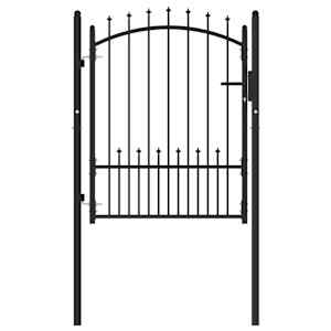 Vrata ograje s bodicami s ključavnico Črna 100 x 125 cm