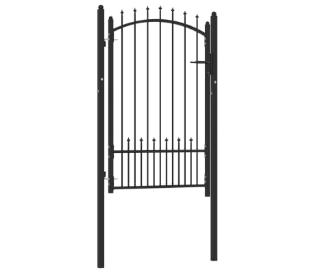 vidaXL Puerta de valla con picos acero negro 100x150 cm