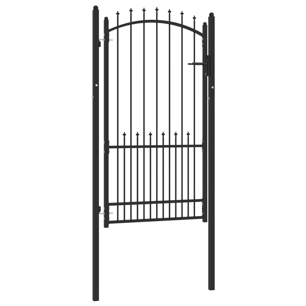 Tüskés kerítési kapu zárral Fekete 100 x 175 cm Porszórt Acél