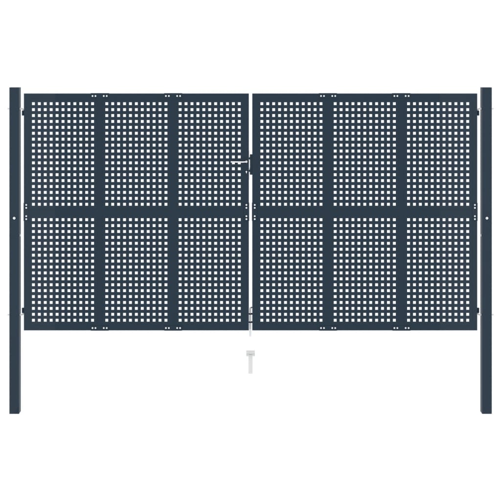 vidaXL Poartă de gard, antracit, 404×225 cm, oțel vidaXL