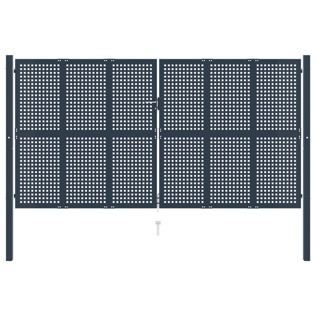 vidaXL Poartă de gard, antracit, 404×250 cm, oțel vidaXL