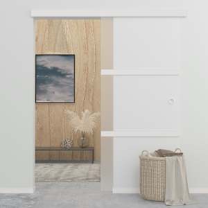 Posuvné dveře ESG sklo a hliník 90 x 212 cm stříbrné - obrázek 3
