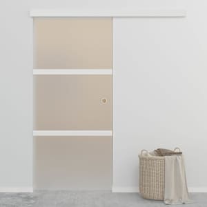 Posuvné dveře ESG sklo a hliník 90 x 212 cm stříbrné - obrázek 1
