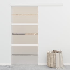 Posuvné dveře ESG sklo a hliník 90 x 205 cm stříbrné - obrázek 1