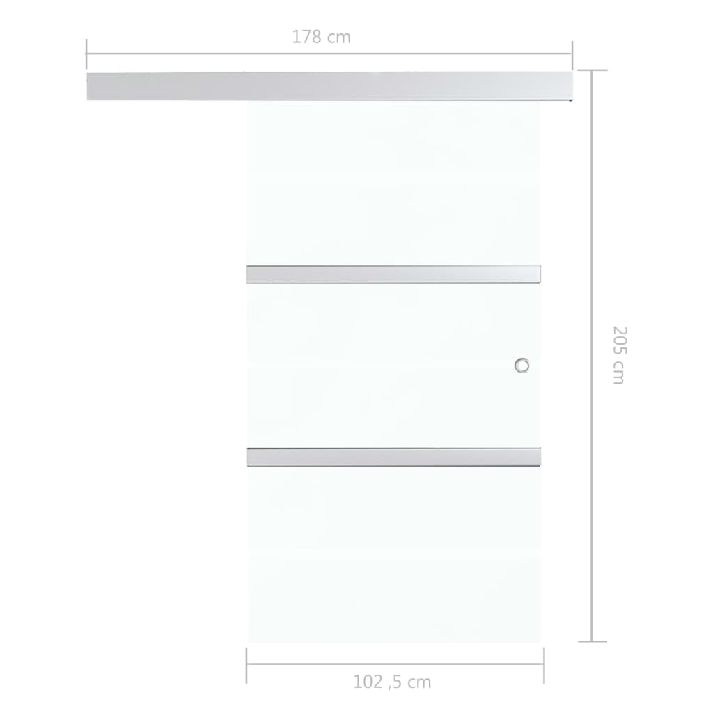 Ezüstszínű ESG üveg és alumínium tolóajtó 102,5 x 205 cm 