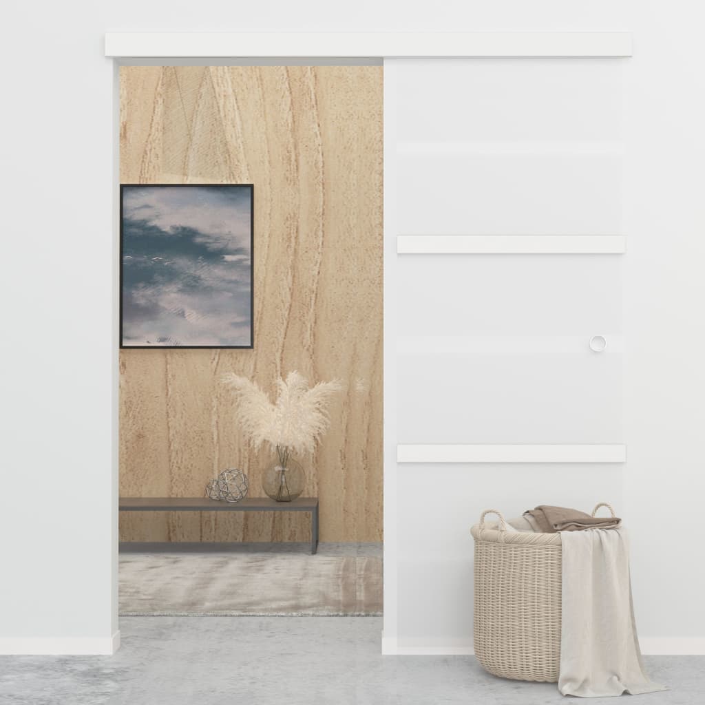 vidaXL Schuifdeur met zachte stops 76x205 cm ESG-glas en aluminium afbeelding
