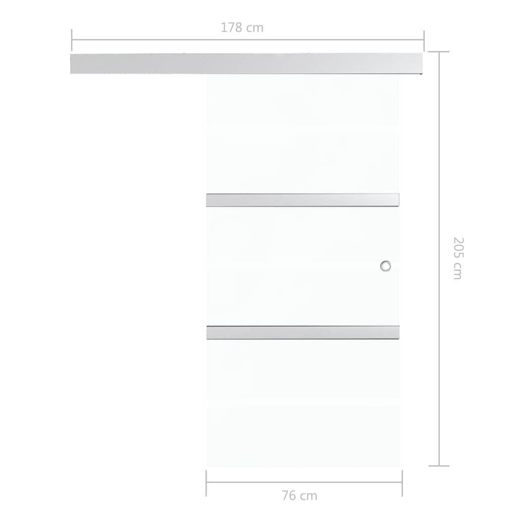 Ezüst ESG üveg és alumínium tolóajtó puha ütközőkkel 76x205 cm 