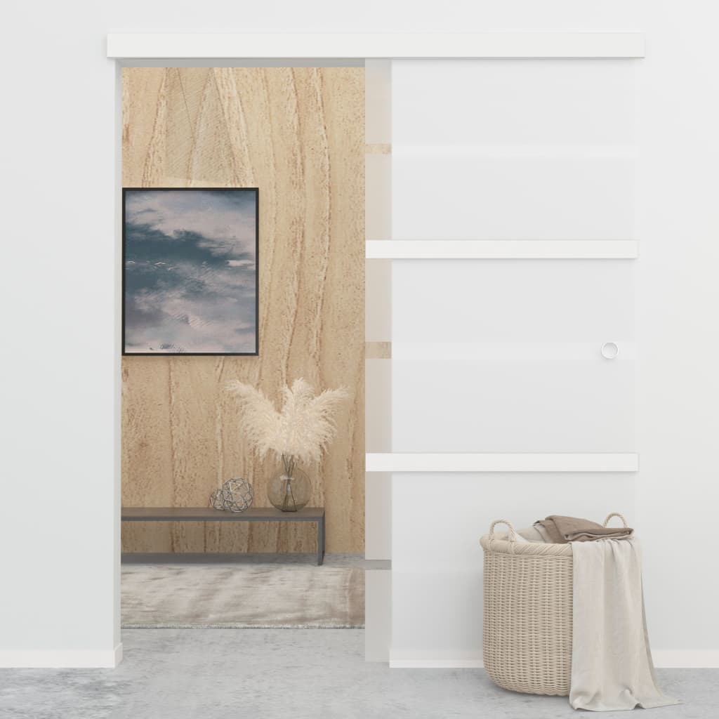 vidaXL Schuifdeur met zachte stops 90x205 cm ESG-glas en aluminium afbeelding