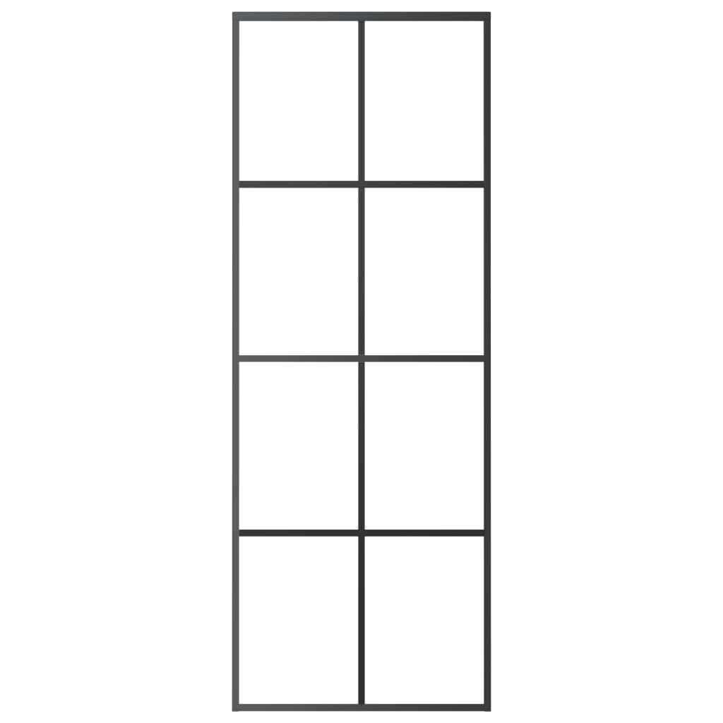 Fekete alumínium és ESG üveg tolóajtó 76 x 205 cm 