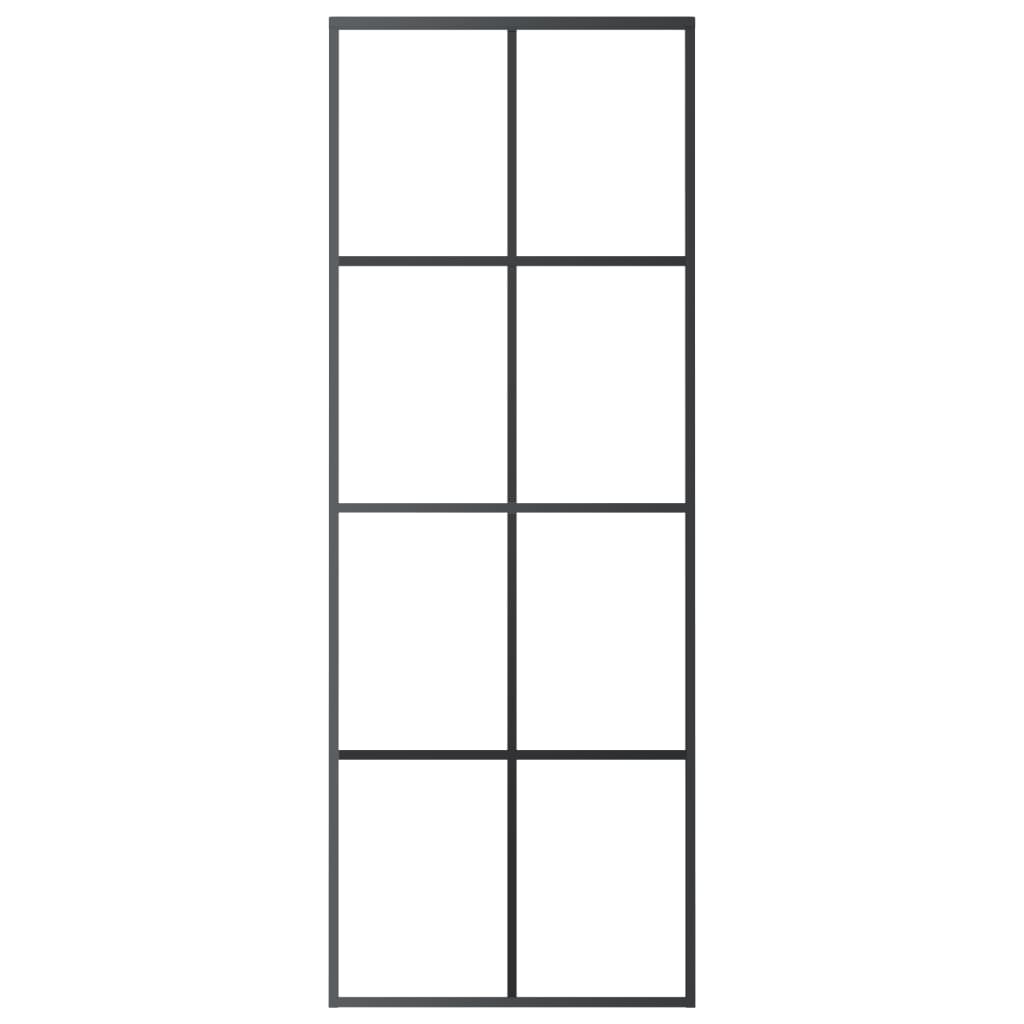 vidaXL Schuifdeur 76x205 cm aluminium en ESG-glas zwart afbeelding