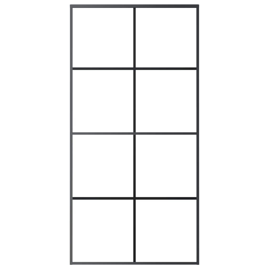 vidaXL Ușă glisantă, negru, 102,5x205 cm, aluminiu și sticlă ESG