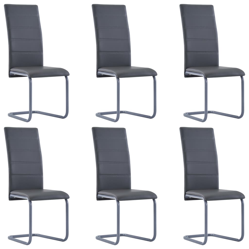 

3052977 vidaXL Cantilever Dining Chairs 6 pcs Gray Faux Leather