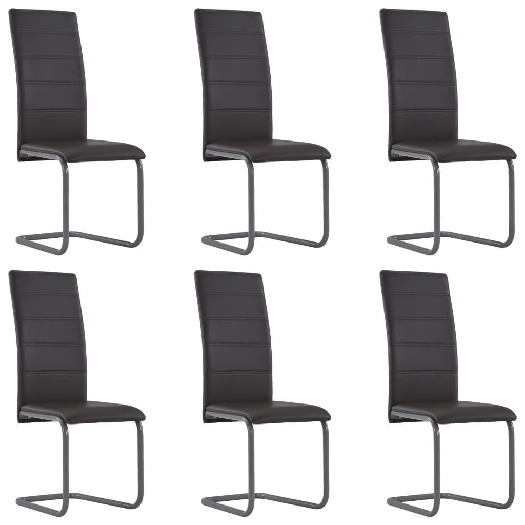 

3052978 vidaXL Cantilever Dining Chairs 6 pcs Brown Faux Leather