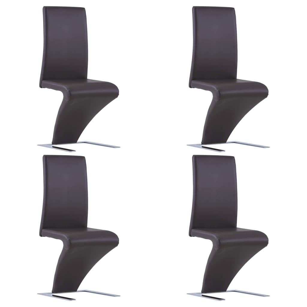 

vidaXL Dining Chairs with Zigzag Shape 4 pcs Brown Faux Leather
