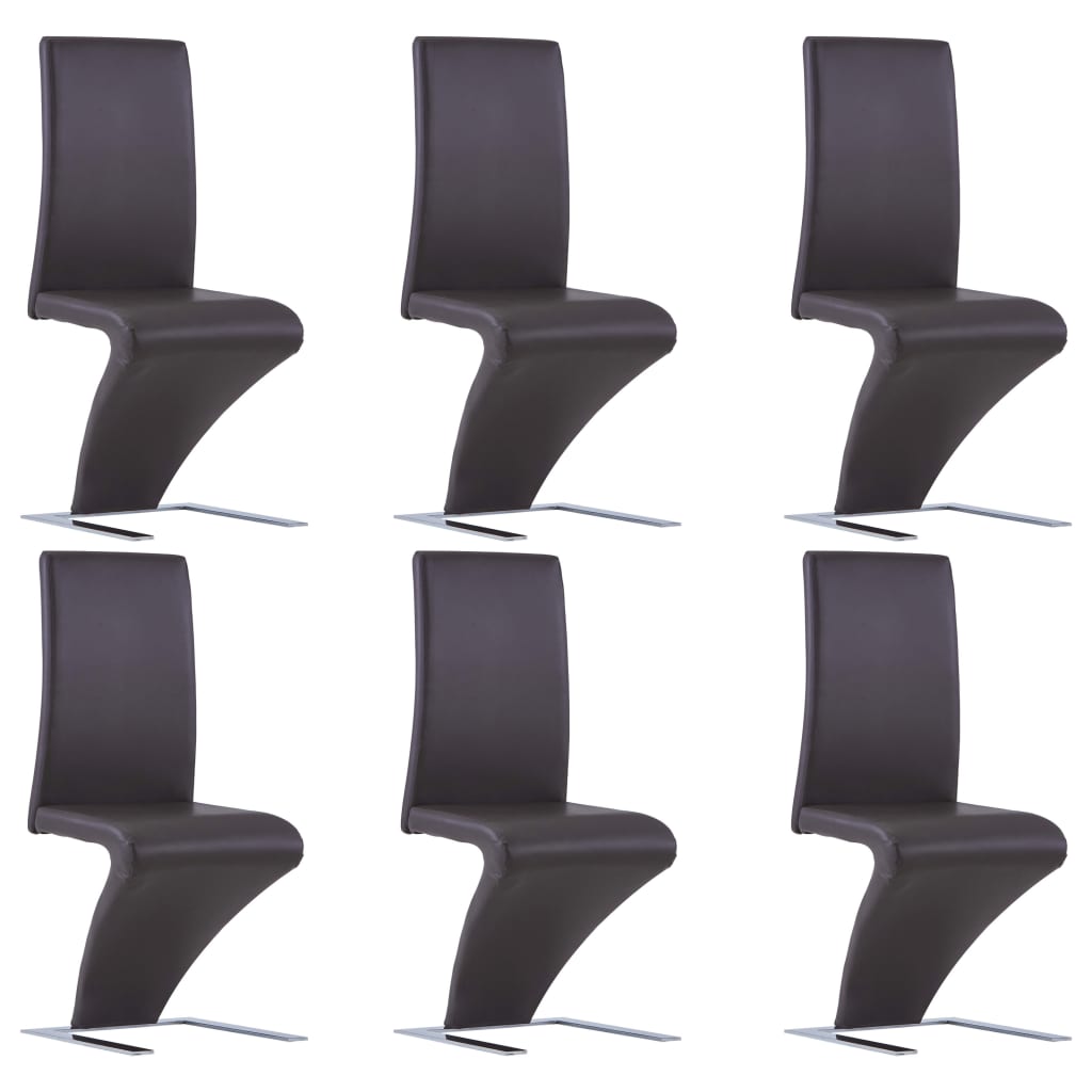 

vidaXL Dining Chairs with Zigzag Shape 6 pcs Brown Faux Leather