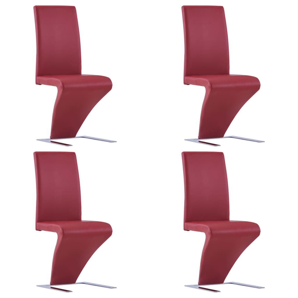 

vidaXL Dining Chairs with Zigzag Shape 4 pcs Red Faux Leather