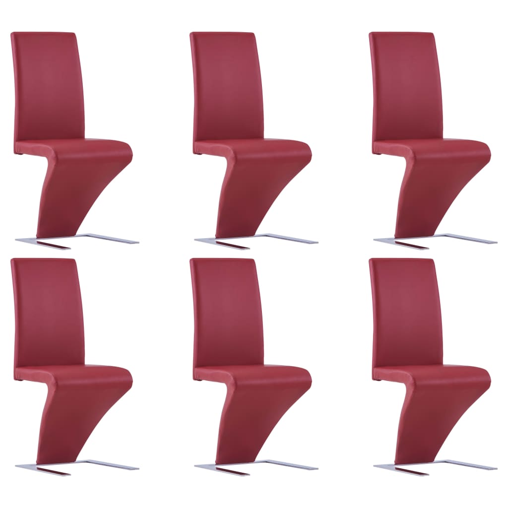 

vidaXL Dining Chairs with Zigzag Shape 6 pcs Red Faux Leather