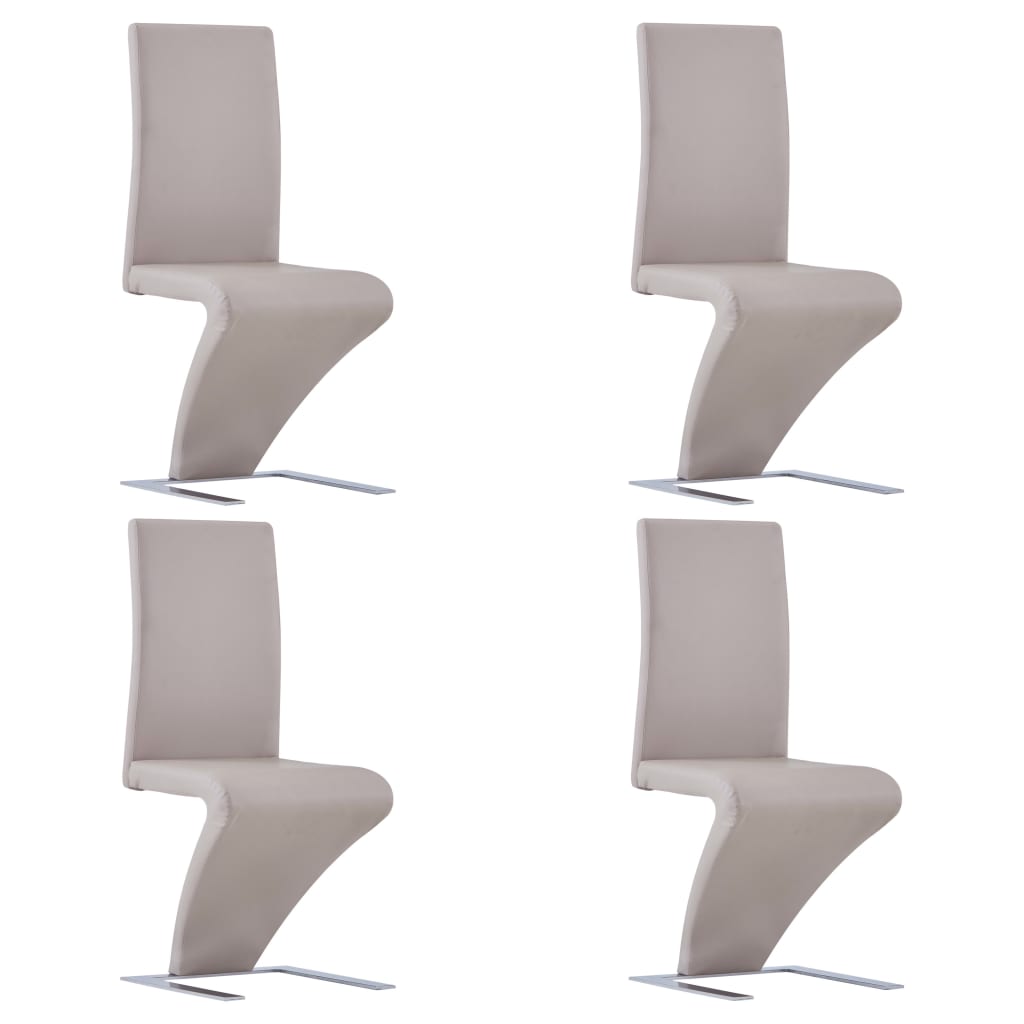 

vidaXL Dining Chairs with Zigzag Shape 4 pcs Cappuccino Faux Leather