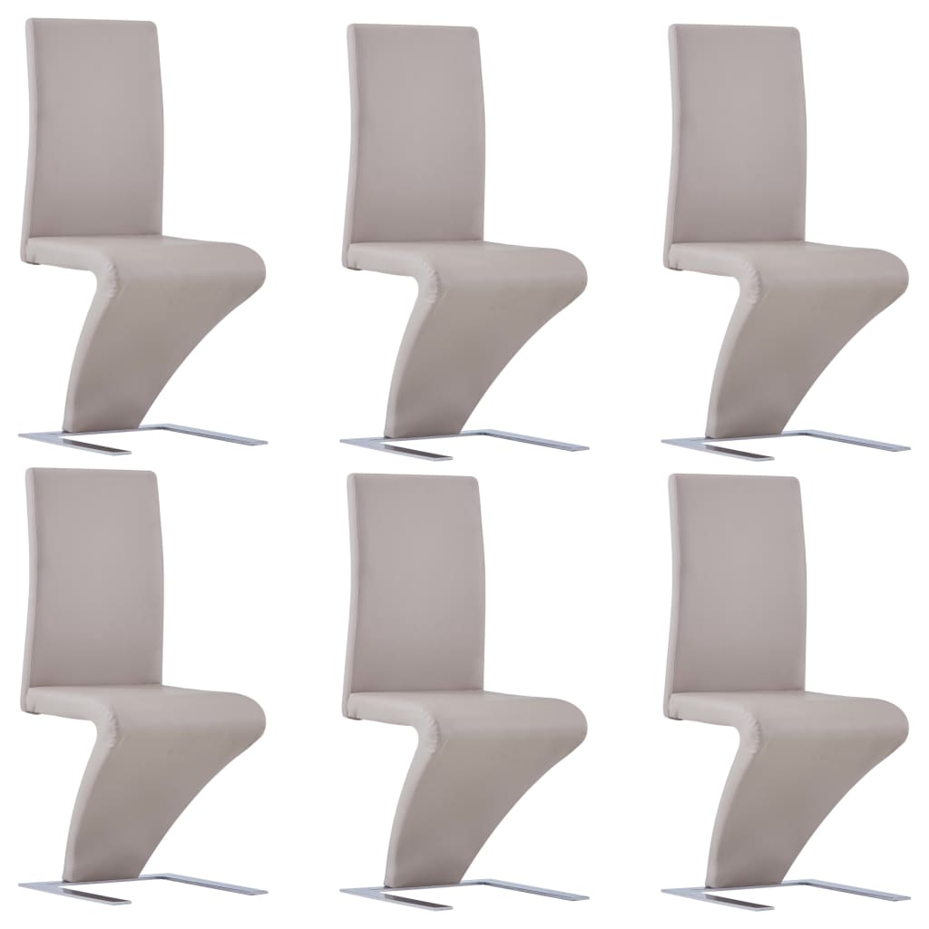 

vidaXL Dining Chairs with Zigzag Shape 6 pcs Cappuccino Faux Leather