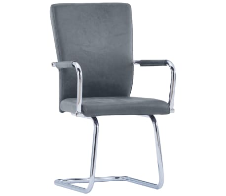 vidaXL Gembinės valgomojo kėdės, 6vnt., pilkos, dirbtinė oda