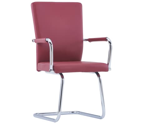 vidaXL Gembinės valgomojo kėdės, 6vnt., raudonos, dirbtinė oda