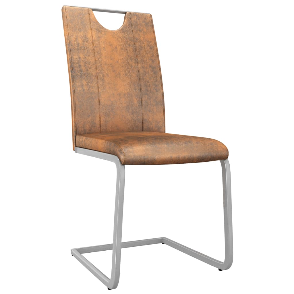 

vidaXL Eetkamerstoelen 6 st kunstleer suèdebruin