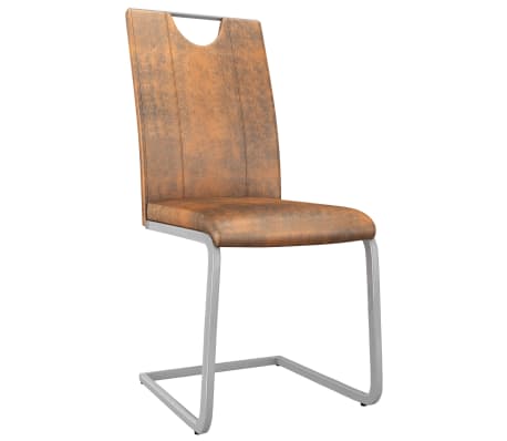 vidaXL Valgomojo kėdės, 6vnt., ruda zomša, dirbtinė oda