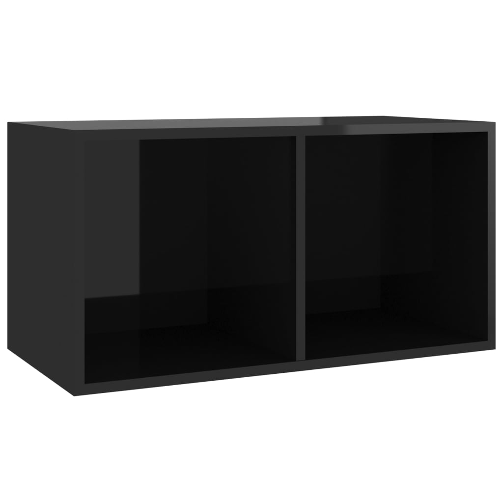 

vidaXL Vinyl Storage Box High Gloss Black 28"x13.4"x14.2" Chipboard