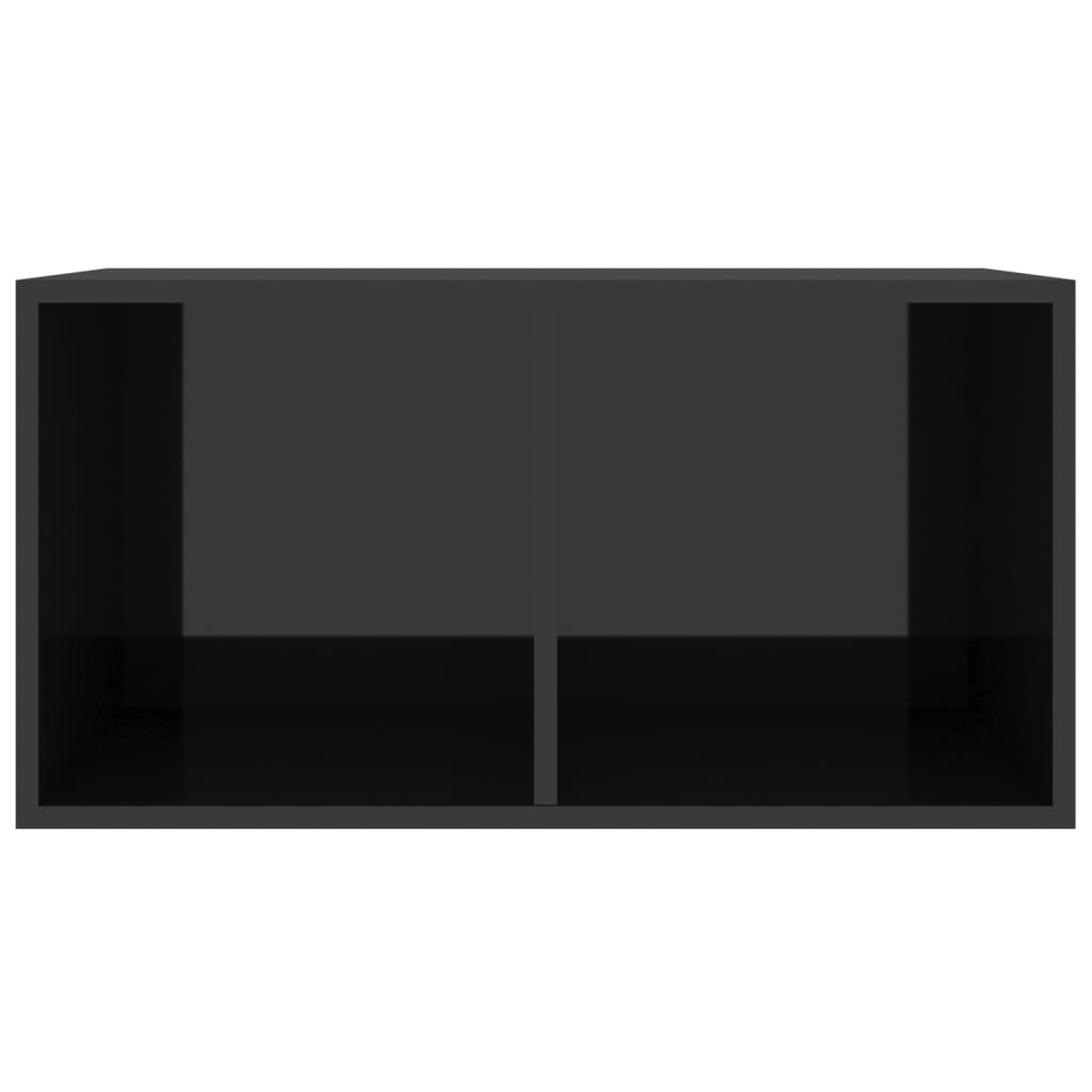 vidaXL Vinyl Storage Box High Gloss Black 28"x13.4"x14.2" Engineered Wood