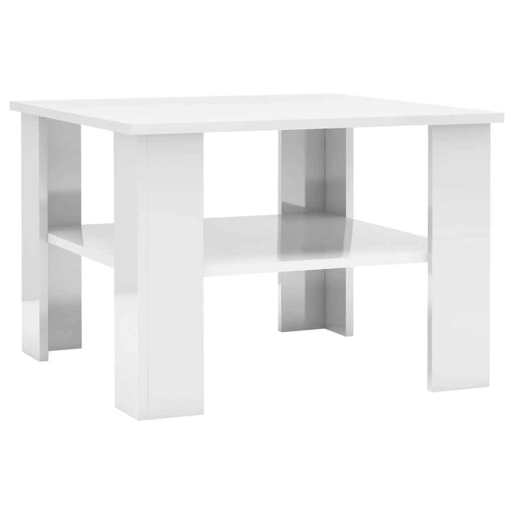 

vidaXL Coffee Table High Gloss White 23.6"x23.6"x16.5" Chipboard