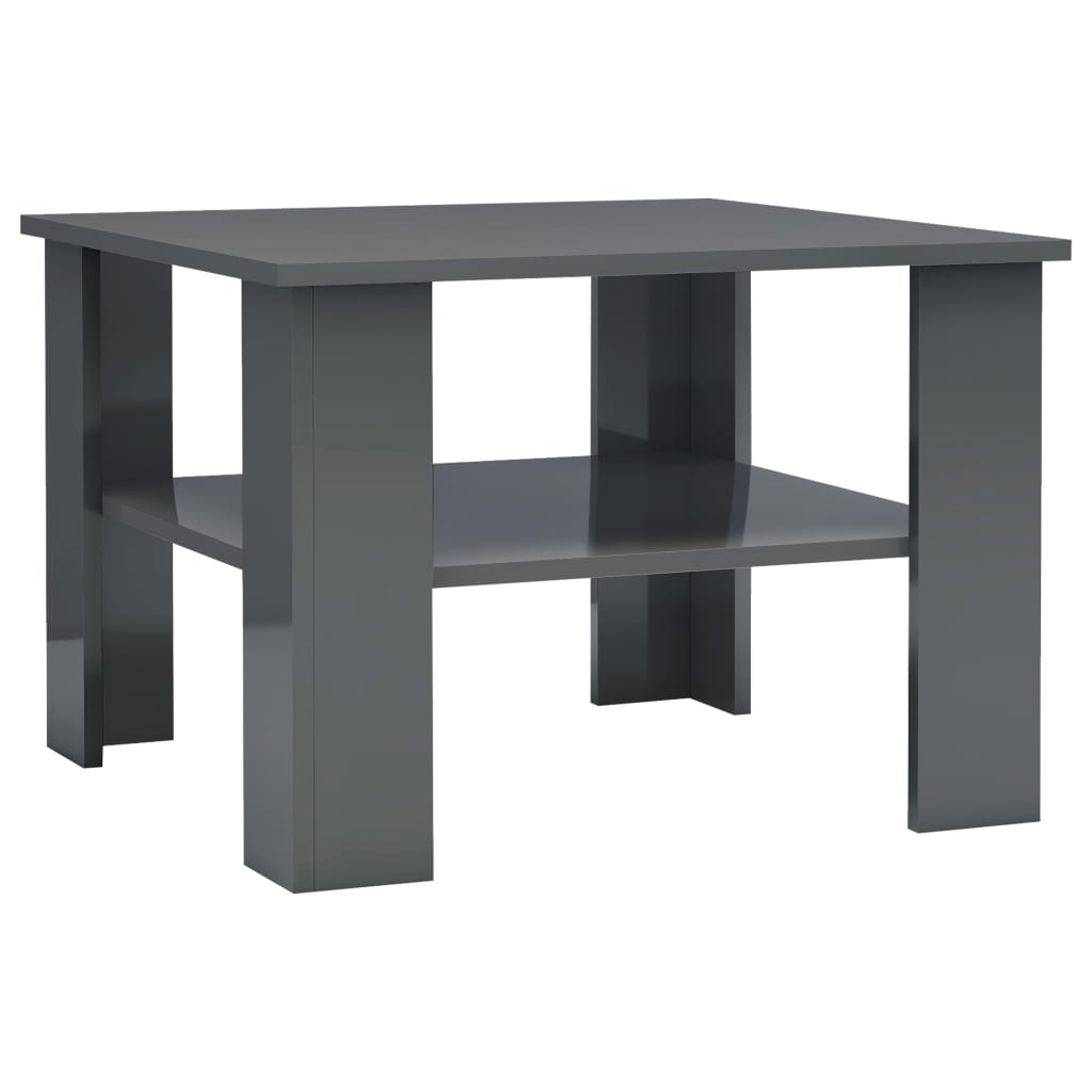 

vidaXL Coffee Table High Gloss Gray 23.6"x23.6"x16.5" Engineered Wood