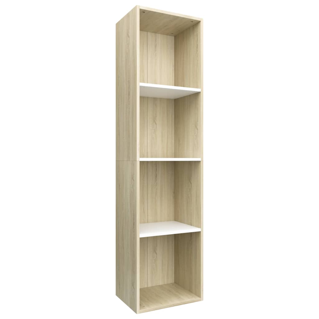 

vidaXL Book Cabinet/TV Cabinet White and Sonoma Oak 14.2"x11.8"x56.3"