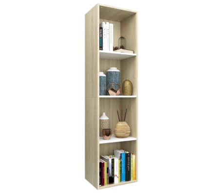 vidaXL Book Cabinet/TV Stand White and Sonoma Oak 14.2"x11.8"x56.3"