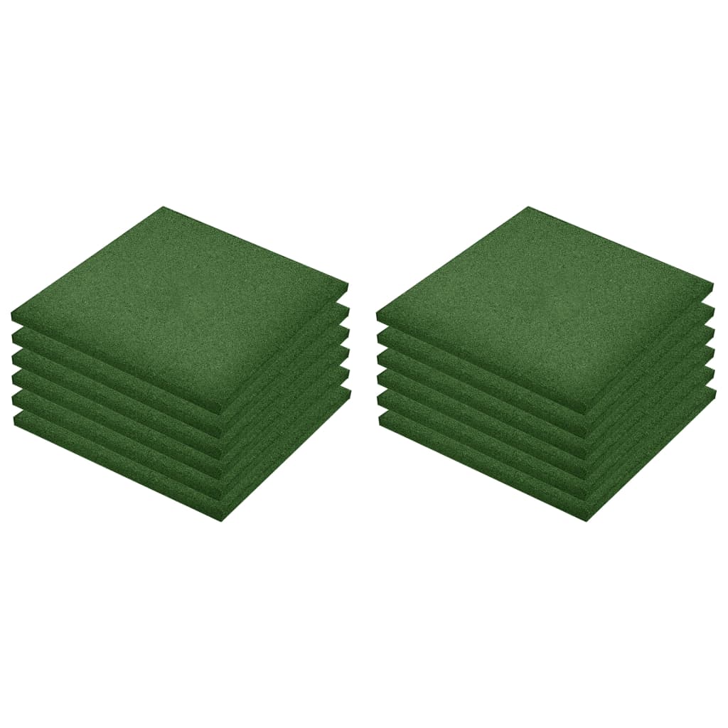 vidaXL Protipádové dlaždice 12 ks pryžové 50 x 50 x 3 cm zelené