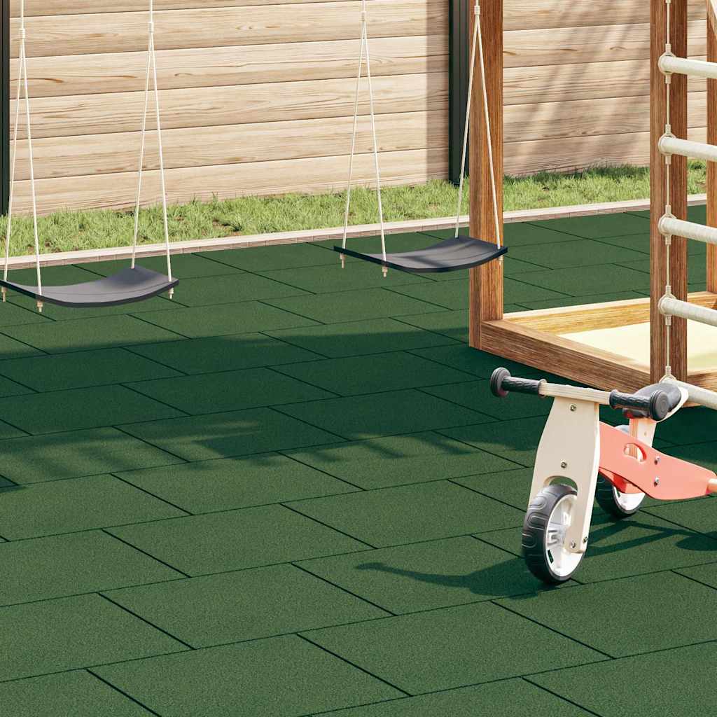 vidaXL Plăci de protecție la cădere 12 buc, verde, 50x50x3 cm, cauciuc