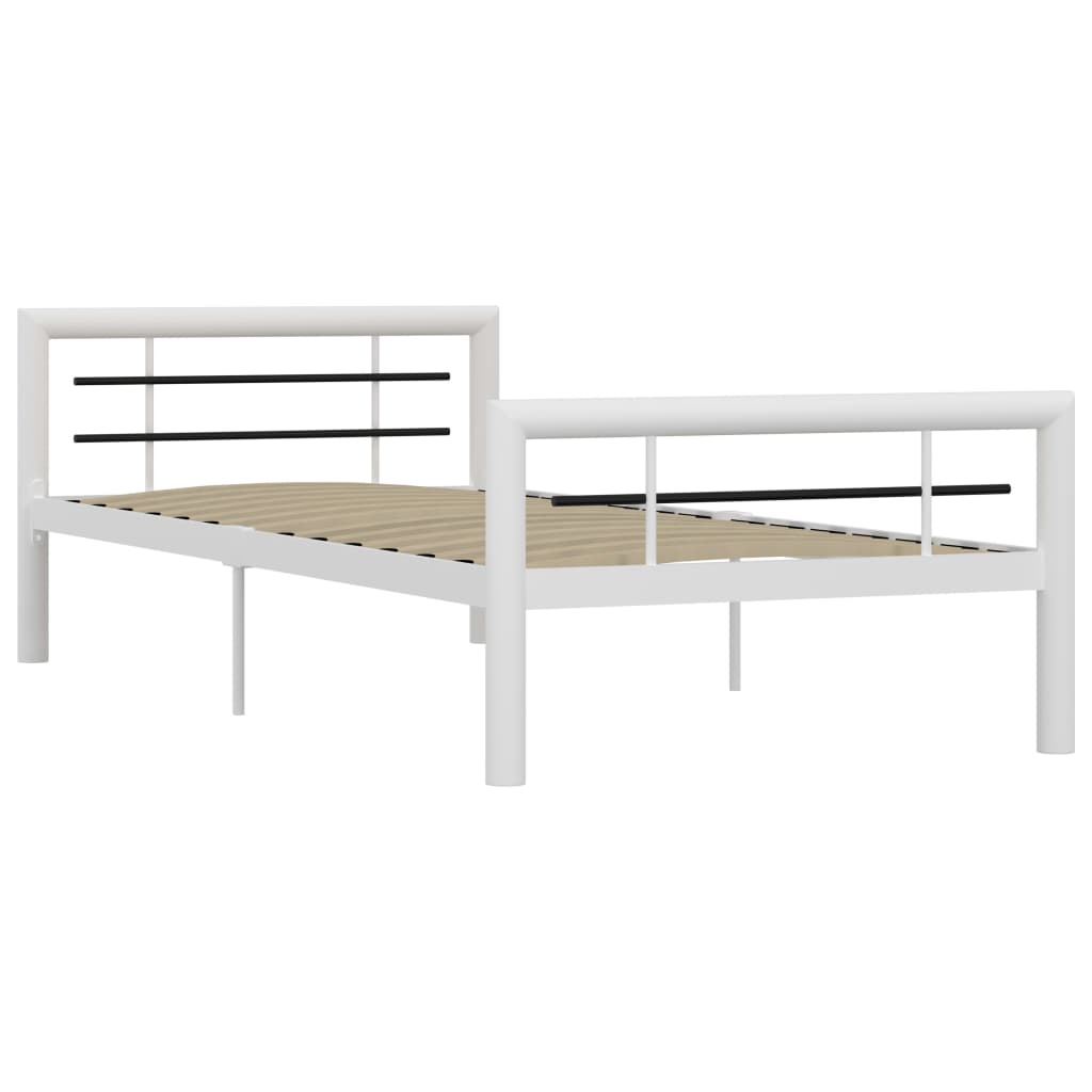 

vidaXL Bedframe metaal wit en zwart 90x200 cm