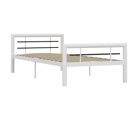 vidaXL Sengeramme hvit og svart metall 90x200 cm