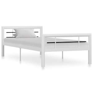 vidaXL voodiraam, valge ja must, metall, 100 x 200 cm