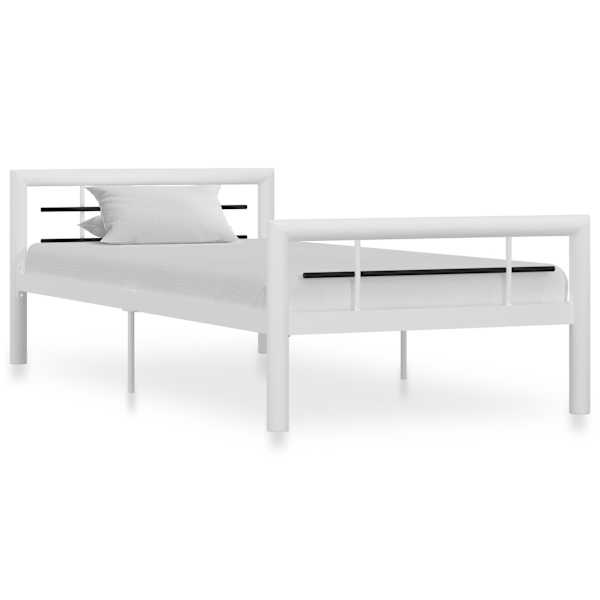 vidaXL voodiraam, valge ja must, metall, 100 x 200 cm