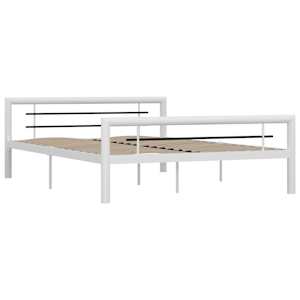 vidaXL Bettgestell Wei&szlig; und Schwarz Metall 140 &times; 200 cm