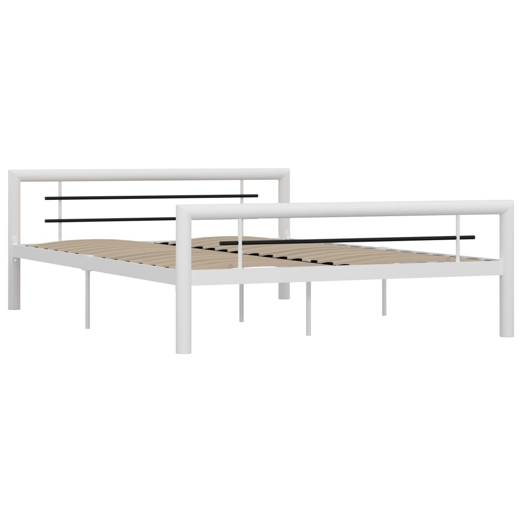 

vidaXL Bedframe metaal wit en zwart 160x200 cm