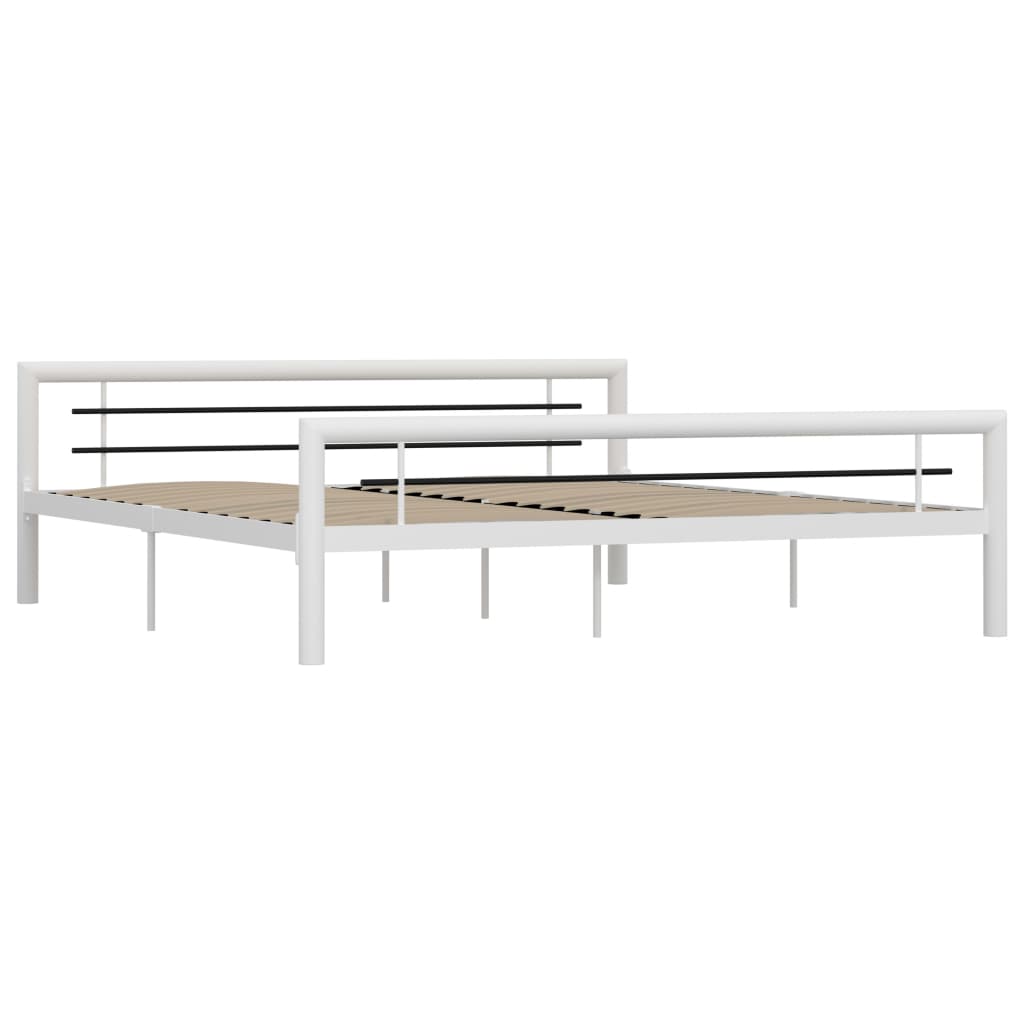 

vidaXL Bedframe metaal wit en zwart 180x200 cm