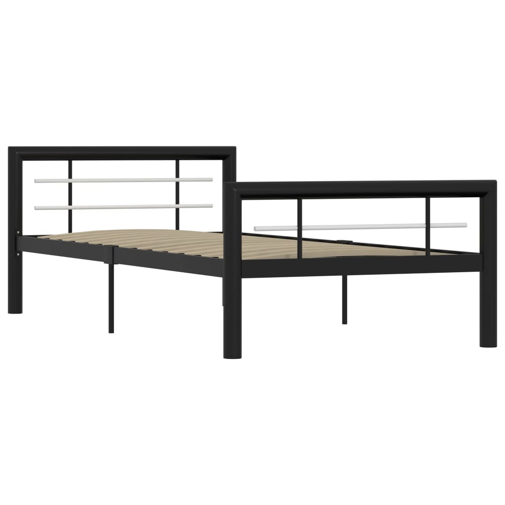 vidaXL Bedframe metaal zwart en wit 100x200 cm afbeelding