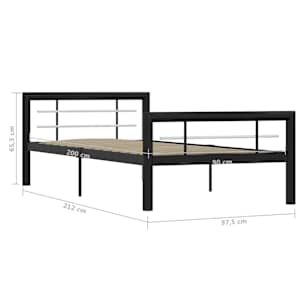Rám postele černobílý kov 100 x 200 cm - obrázek 6