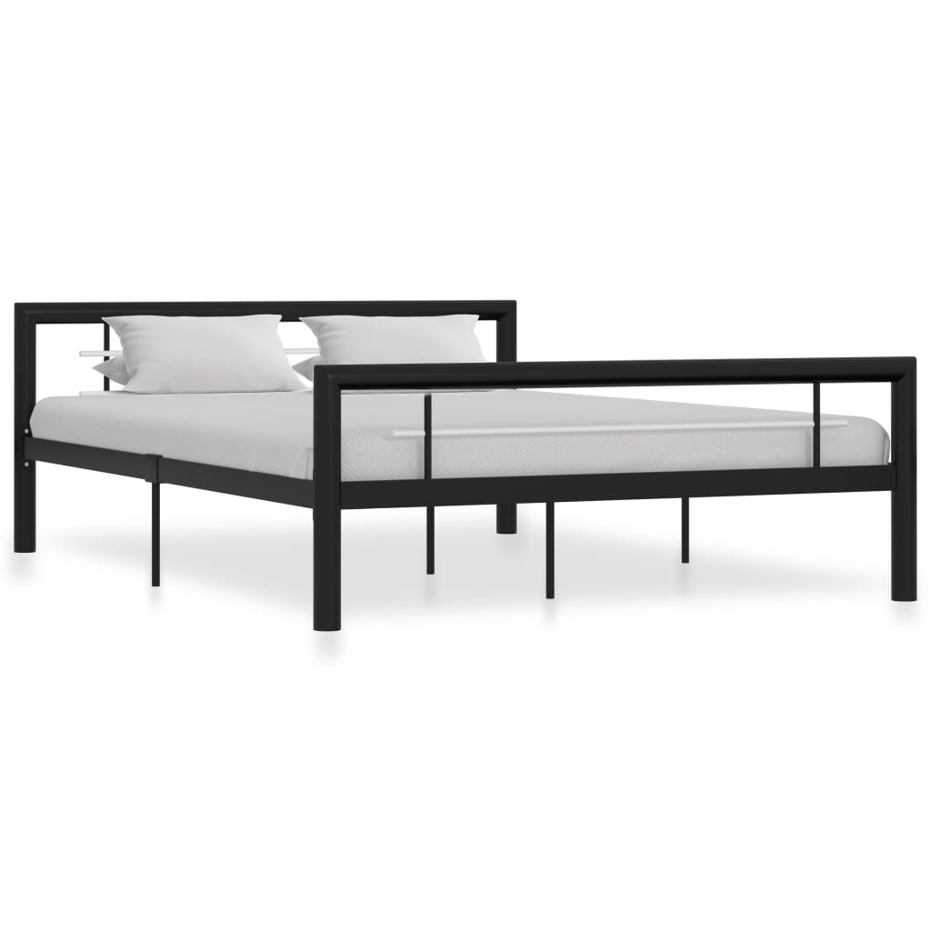 vidaXL Sängynrunko musta ja valkoinen metalli 120x200 cm