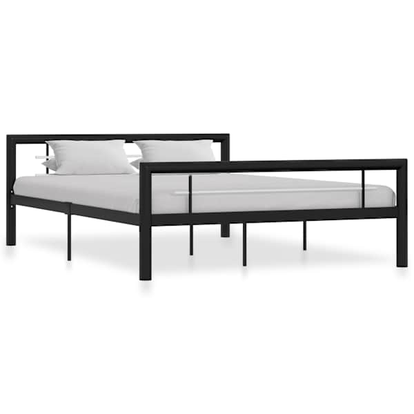 vidaXL voodiraam, must ja valge, metall, 140 x 200 cm